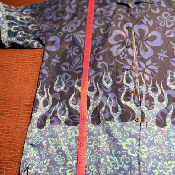 Vintage Urban Rags Blue Flame Button-Down Shirt Custom Tailored Size Large - Picture 5 of 6